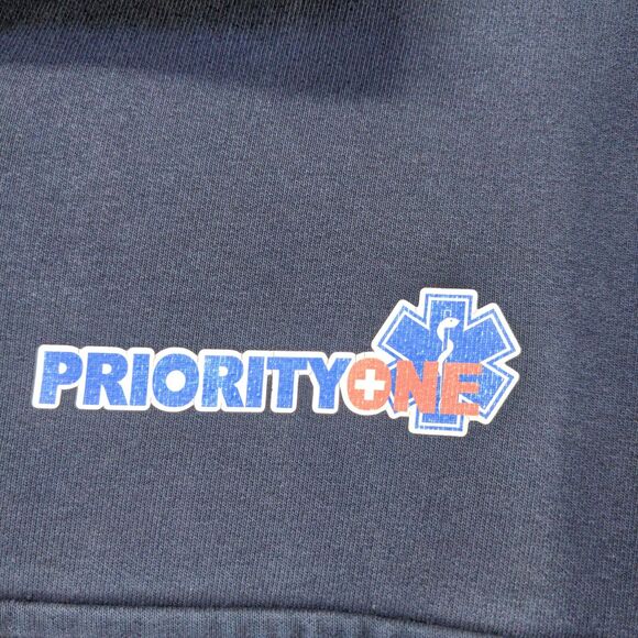 Game Workwear EMT Paramedic 1/4 Zip Sweatshirt Men's Large Blue Priority One VTG - Picture 4 of 16